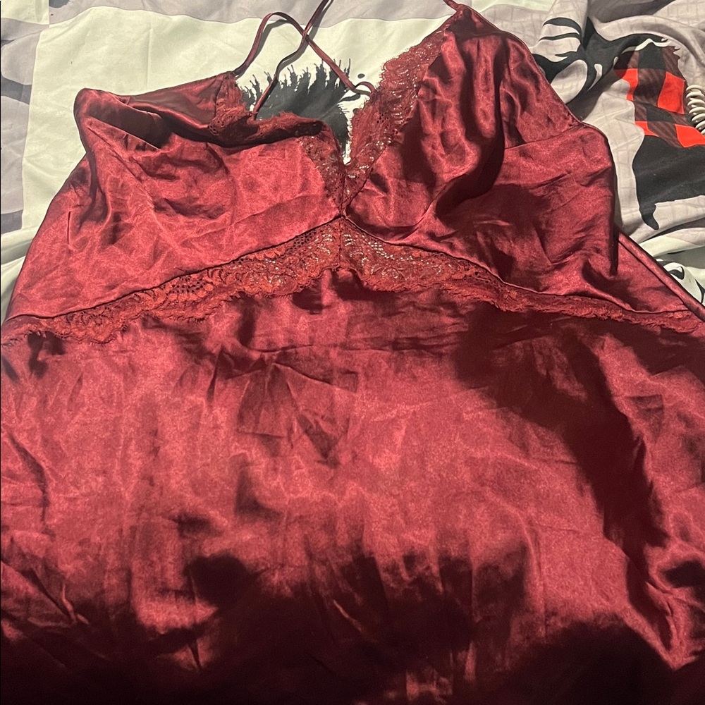 La SENZA Burgundy Chemise with Lace Detail